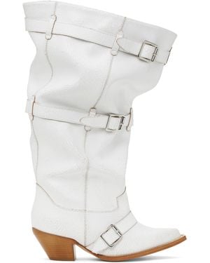 R13 ホワイト Buckled-Up Slouch カウボーイブーツ