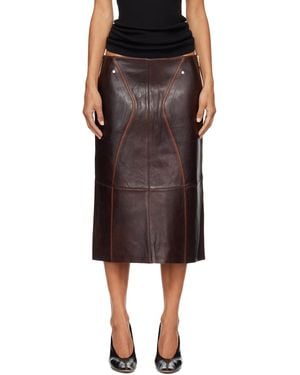 Helmut Lang Saddle Leather Midi Skirt - Brown