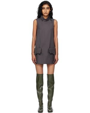 OPEN YY Robe Courte Grise À Poches Cargo - Noir