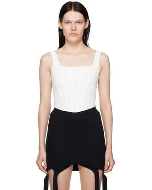 Dion Lee White Pointelle Corset Tank Top - Black