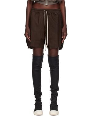 Rick Owens Tower Boxers Leather Shorts - Brown