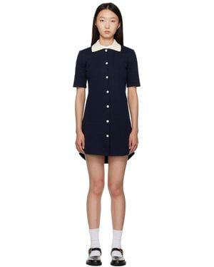 Thom Browne Solid Double Face Knit Polo Minidress - Black