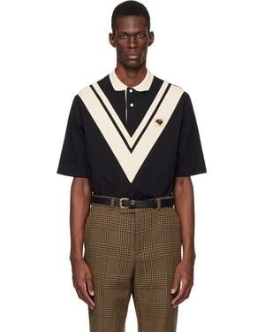 Valentino Off- Inlaid V Panther Patch Polo - Black