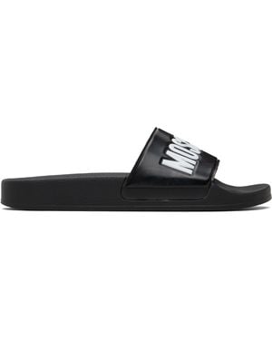 Moschino Rubber Logo Pool Slides - Black