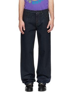 Marine Serre Moon Waxed Denim Straight Jeans - Blue