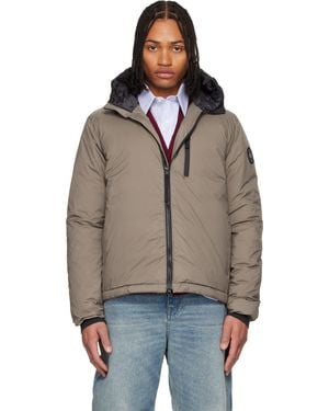 Canada Goose Taupe Label' Lodge Hooded Down Jacket - Black