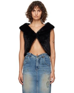 we11done Cropped Faux-Fur Vest - Blue