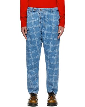 Vivienne Westwood Jean Bleu À Assemblage Drunken