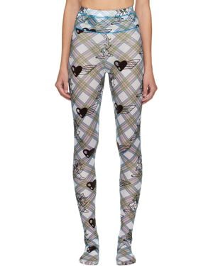 レッグウェア CHOPOVA LOWENA CHECK LEGGINGS Multicolor Tartan Chain Mesh Leggings by Chopova Lowena on Sale