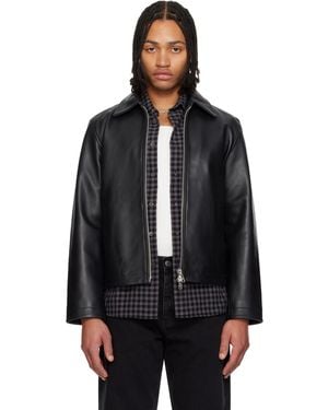 sunflower Short Leather Jacket - Black