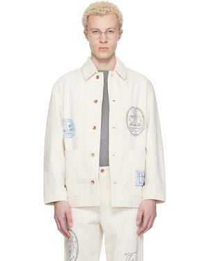 Maison Kitsuné Off- Kuro Edition Handwritten Postcard Denim Work Jacket - White