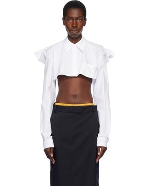 Pushbutton ホワイト Squared Back クロップド シャツ - ブラック