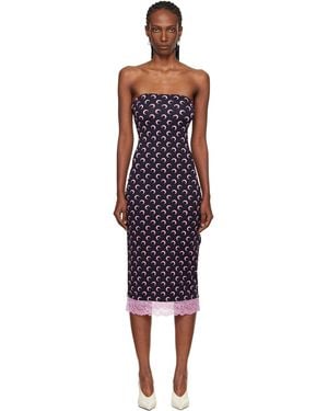 Marine Serre Recycled Moon Jersey Bustier Midi Dress - Black