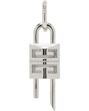 Givenchy Silver Lock Single Earring - Black