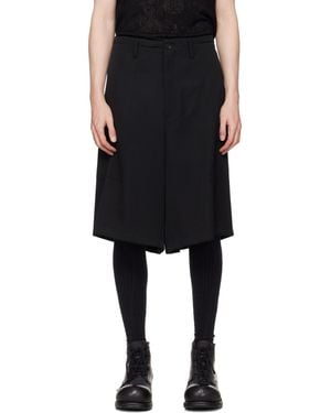 Yohji Yamamoto Wool Gabardine St Pocket Shorts - Black