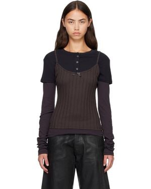 Acne Studios Layered Jersey Bow T-Shirt - Black