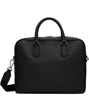 BOSS Grained Leather Briefcase - Black
