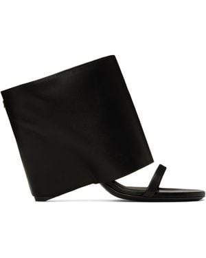 Courreges Oblique Wedged Leather Mules - Black