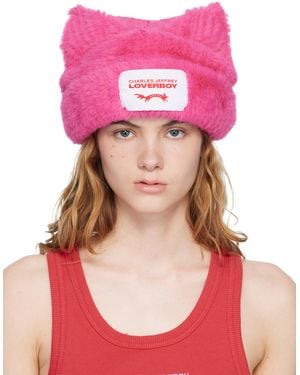 Charles Jeffrey Fluffy Chunky Ears Beanie - Pink