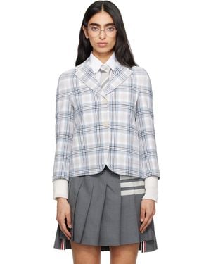 Thom Browne Cropped Sack Plaid Cotton Blazer - Multicolour
