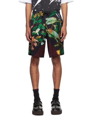 Dries Van Noten プリント ショートパンツ - ブラック