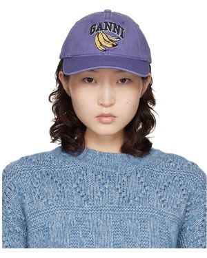Ganni Washed Canvas Cap - Blue
