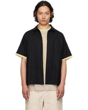 Engineered Garments Chemise De Camp Noire À Rayures En Jacquard
