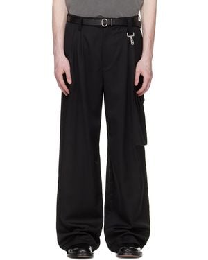 Reese Cooper Wool Pleated Cargo Trousers - Black