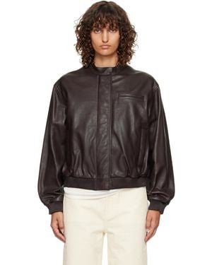 Loulou de Saison Marlow Leather Bomber Jacket - Black