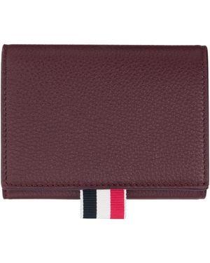 Thom Browne Burgundy Soft Pebble Grain Trifold Wallet - Purple