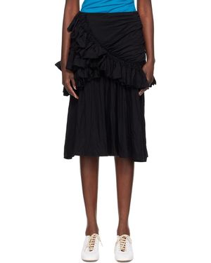 Dries Van Noten Ruffled Midi Skirt - Black