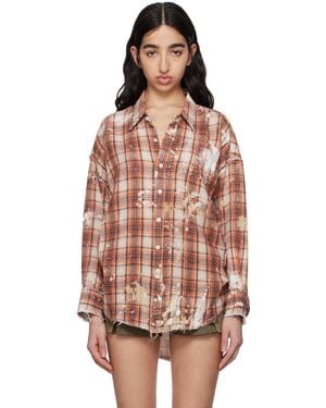 R13 Shredded Seam Drop Neck Shirt - Multicolour
