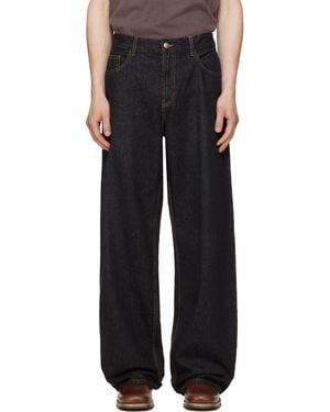 Palm Angels Curved Logo Loose Jeans - Black