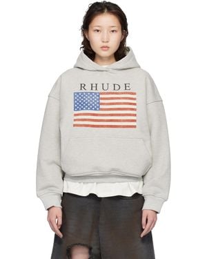 Rhude Usa Flag Hoodie - Grey