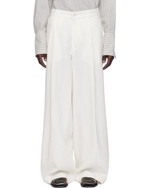 Dries Van Noten オフホワイト タックパンツ