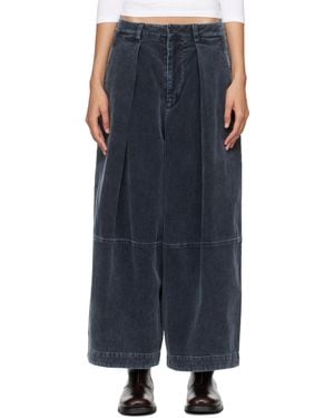 YMC Wide-Leg Corduroy Cropped Trousers - Black