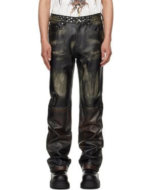 Who Decides War Ombre Studded Leather Pants - Black