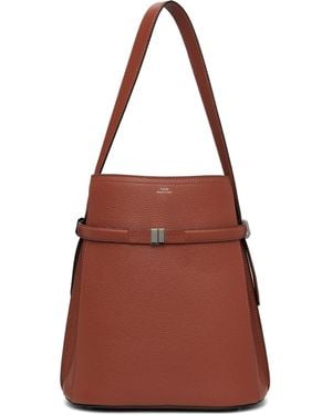 TOTEME Tan Belted Grained-Leather Bucket Bag - Brown