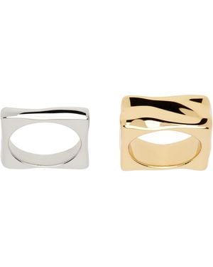 Ami Paris Brass Dune Ring Set - Black