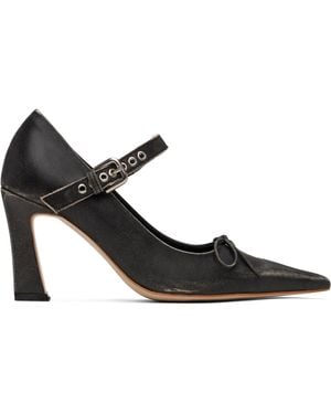 OPEN YY Buckle Pointy Heels - Black