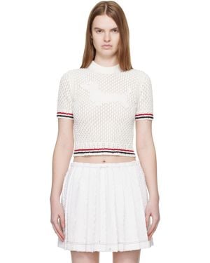 Thom Browne Cotton Pointelle Hector Rwb Jumper - White