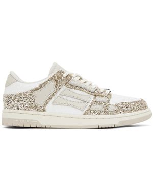 Amiri ホワイト＆ゴールド Skel Top ローカットスニーカー - ブラック