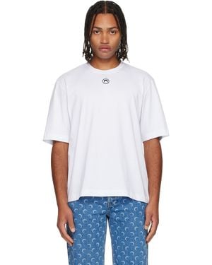 Marine Serre Moon Logo Jersey Loose Fit S/S T-Shirt - White