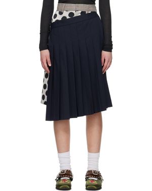 Charles Jeffrey ネイビー＆ベージュ Waisted スコート - ブラック