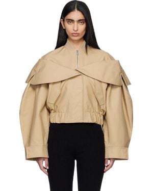 Ganni Cotton Bomber Jacket - Natural