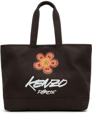 KENZO ブラウン Paris Futura 2000エディション ラージ ユーティリティ トートバッグ - ブラック