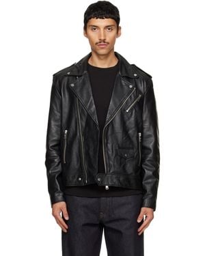 DEADWOOD River Leather Biker Jacket - Black