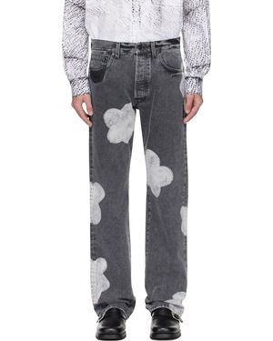 FORMA Jean Gris À Motif Fleuri Décoloré - Noir