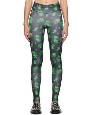 Chopova Lowena Black & Green Neon Cartoon leggings - Blue