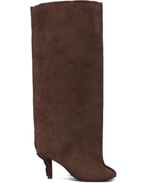 MM6 by Maison Margiela Suede Anatomic Tube Tall Boots - Brown
